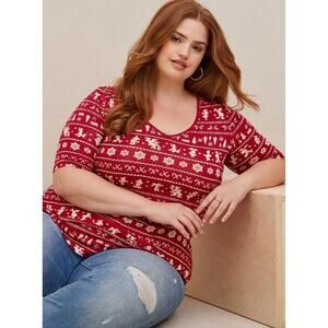 Torrid Disney Favorite Tunic Super Soft Mickey Friends Holiday Fair Isle Red 4X